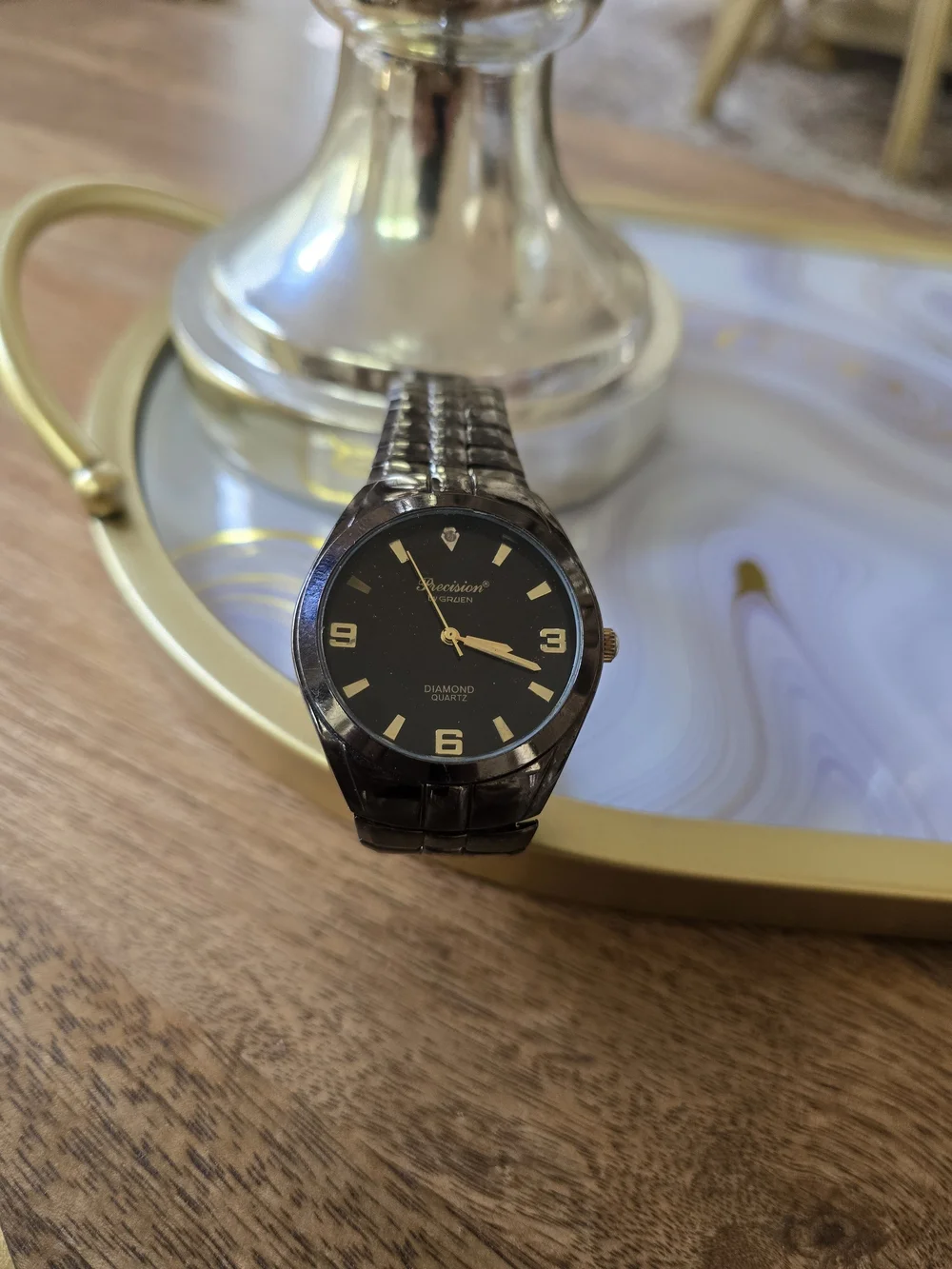 Men's Gruen Black and Gold Quartz Watch Working Cond